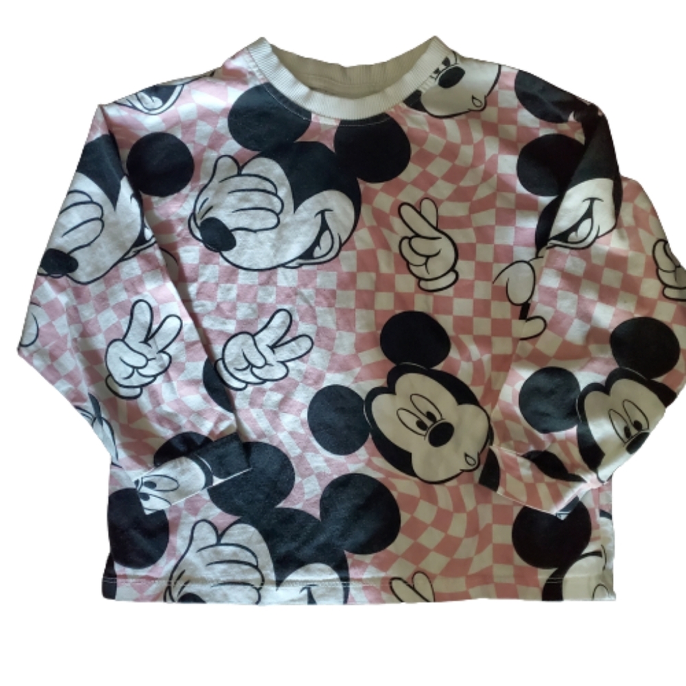 Zara Mickey Mouse Shirt checkered size 8
